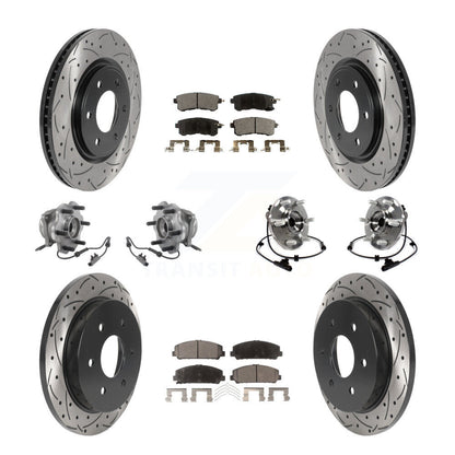 Hub Bearing Coated Brake Rotor & Pad Front Rear Kit (10Pc) For Nissan Armada AWD