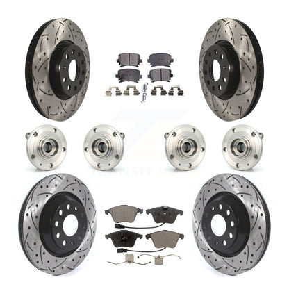 Hub Bearing Coated Disc Brake Rotor Pads Front Rear Kit (10Pc) For Volkswagen CC