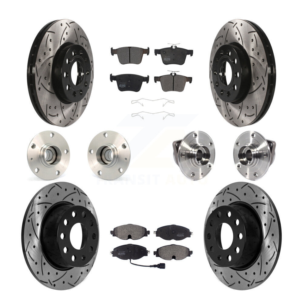 Hub Bearing Coat Brake Rotor Pad Front Rear Kit (10Pc) For Volkswagen Jetta 1.4L