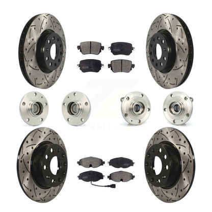 Hub Bearing Coated Brake Rotor & Pad Front Rear Kit (10Pc) For Volkswagen Passat