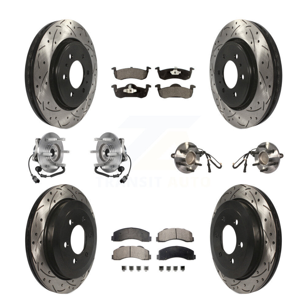 Hub Bearing Coated Brake Rotor Pad Front Rear Kit (10Pc) For Ford Expedition RWD