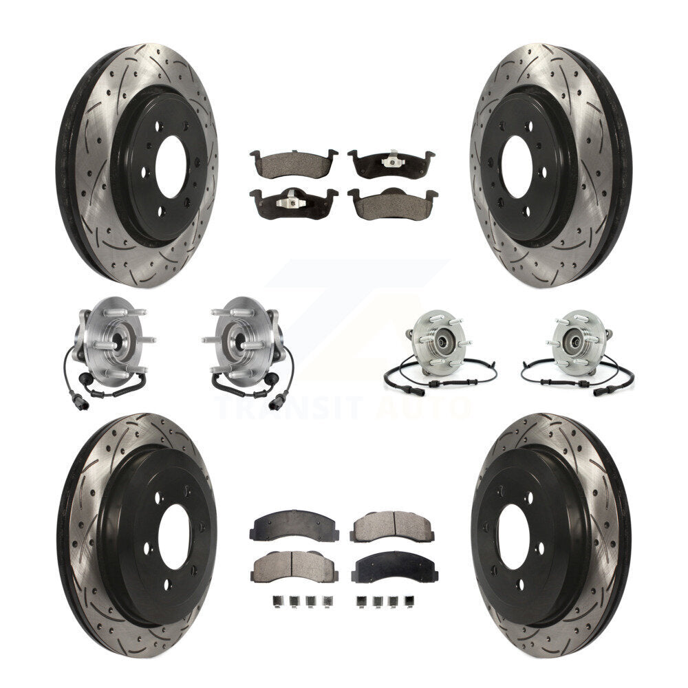 Hub Bearing Coated Brake Rotor Pad Front Rear Kit (10Pc) For Ford Expedition 4WD