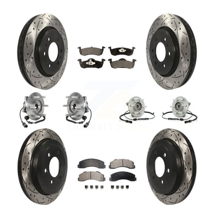 Hub Bearing Coated Brake Rotor Pad Front Rear Kit (10Pc) For Ford Expedition 4WD