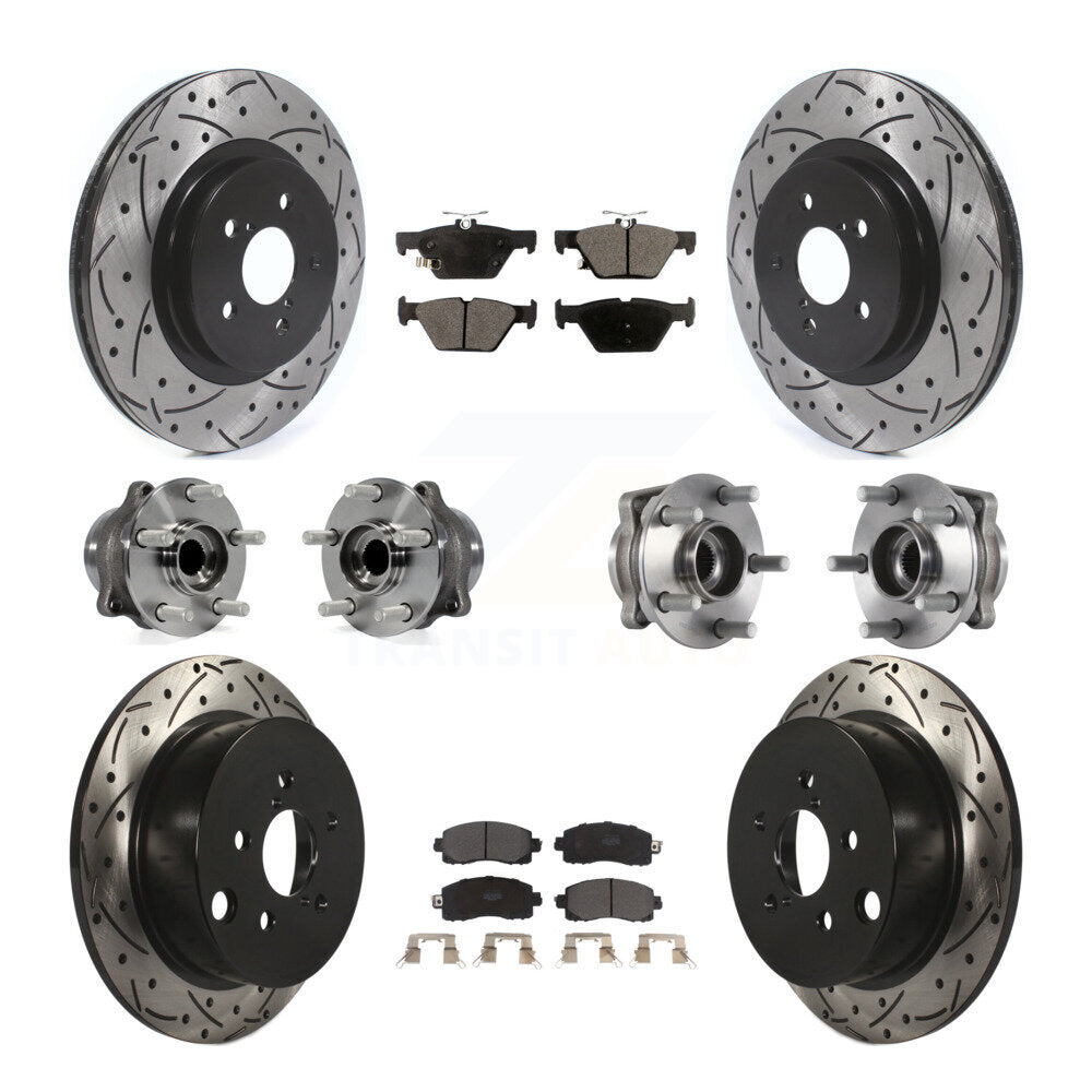 Hub Bearing Coated Brake Rotor & Pads Front Rear Kit (10Pc) For Subaru Crosstrek