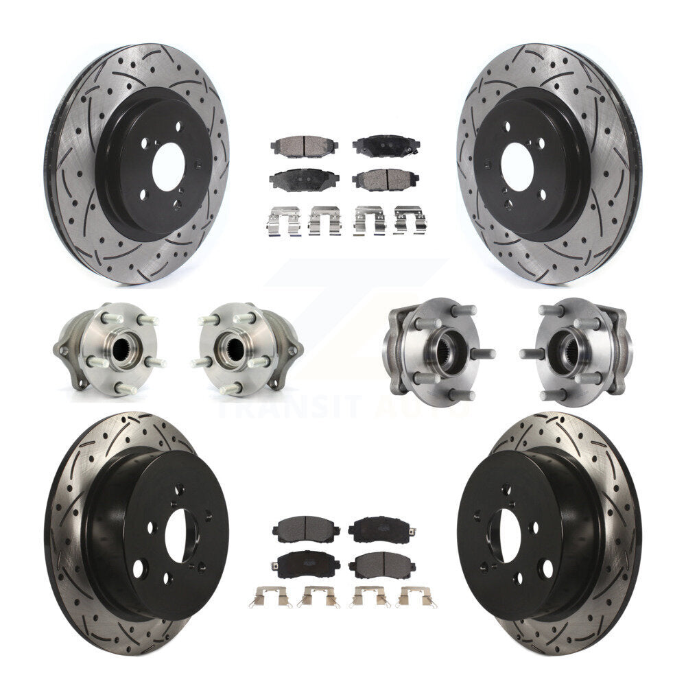 Hub Bearing Coated Brake Rotor & Pads Front Rear Kit (10Pc) For Subaru Crosstrek