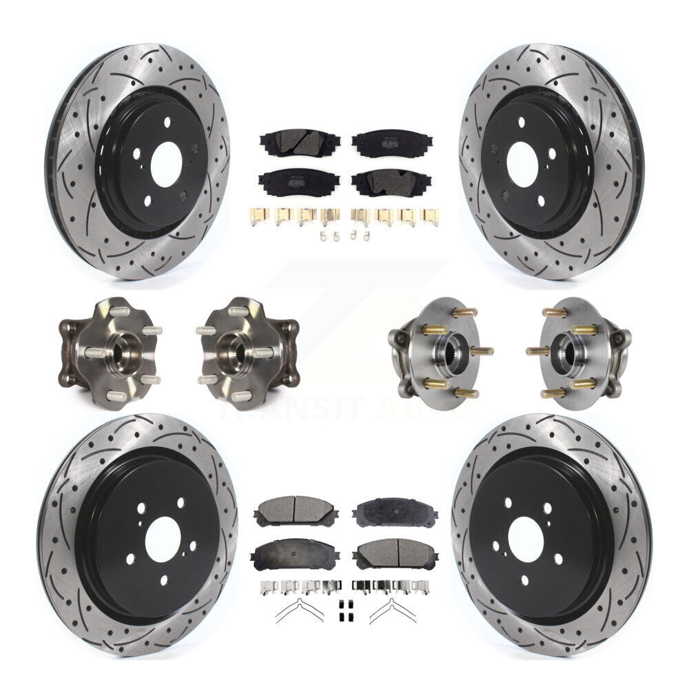 Hub Bearing Coated Brake Rotor Pads Front Rear Kit (10Pc) For Lexus RX350 RX450h