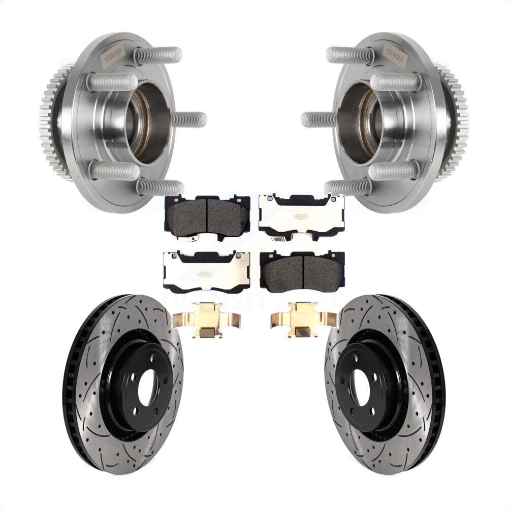Hub Bearing Assembly Coat Drill Slot Brake Rotor Pads Front Kit For Ford Mustang