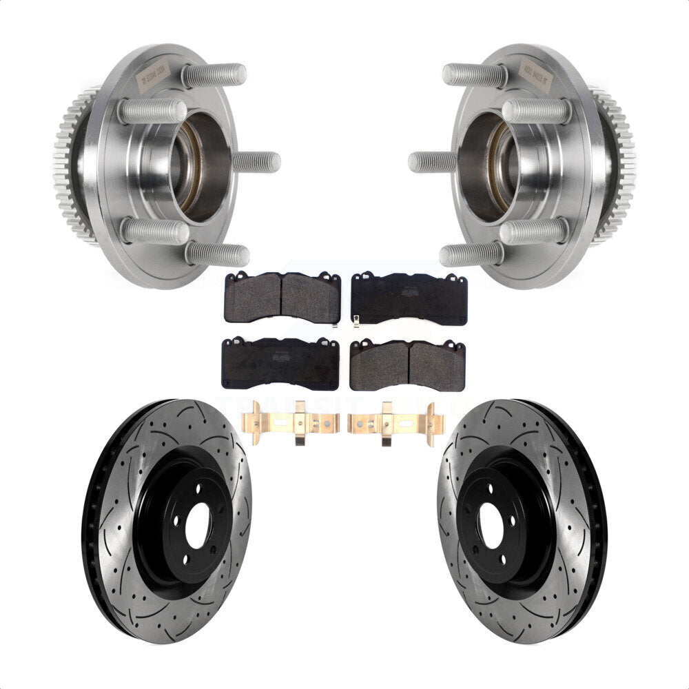 Hub Bearing Assembly Coat Drill Slot Brake Rotor Pads Front Kit For Ford Mustang