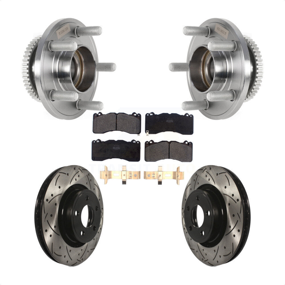 Hub Bearing Coated Drill Slot Brake Rotor Pad Front Kit For 2015 Ford Mustang V6