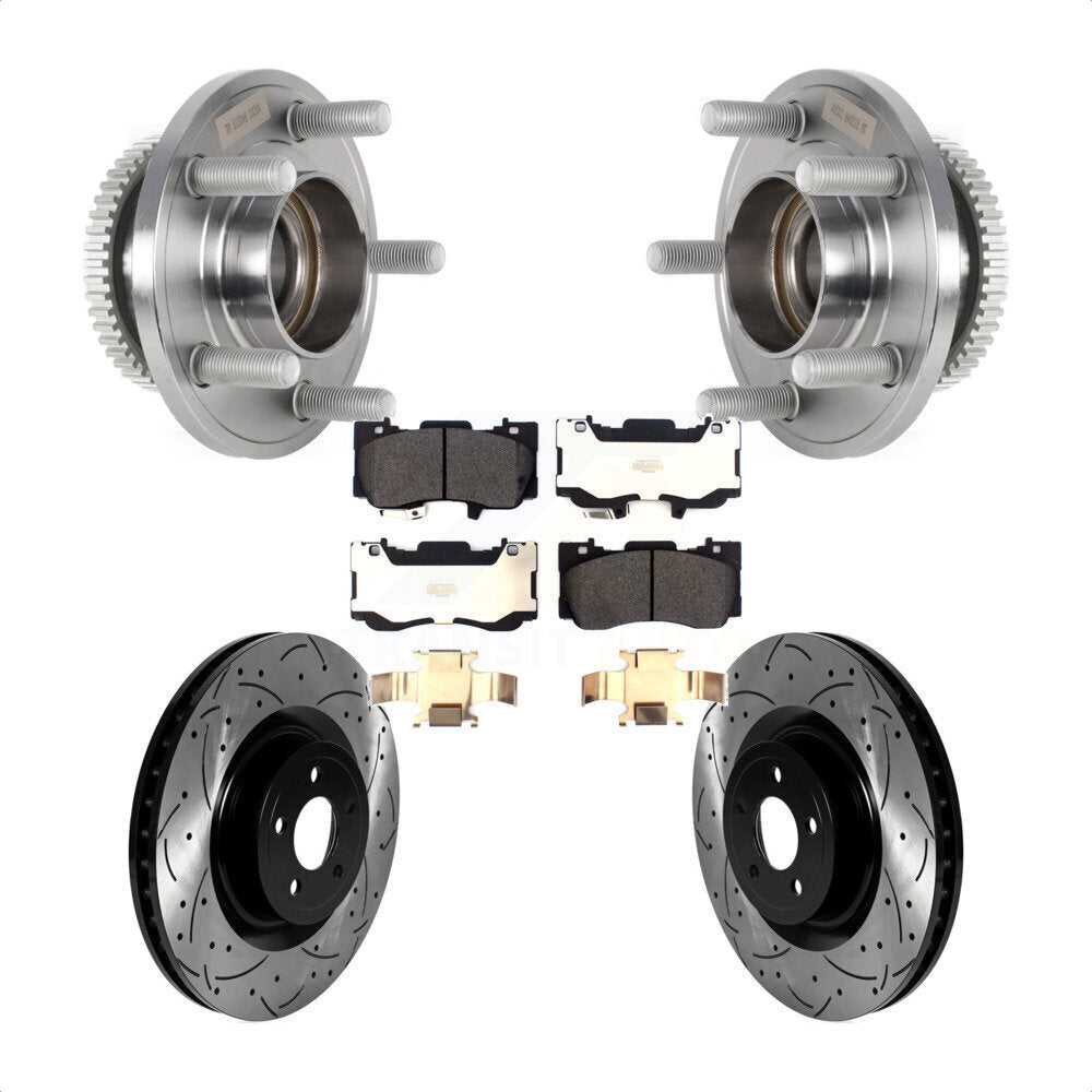 Hub Bearing Assembly Coat Drill Slot Brake Rotor Pads Front Kit For Ford Mustang