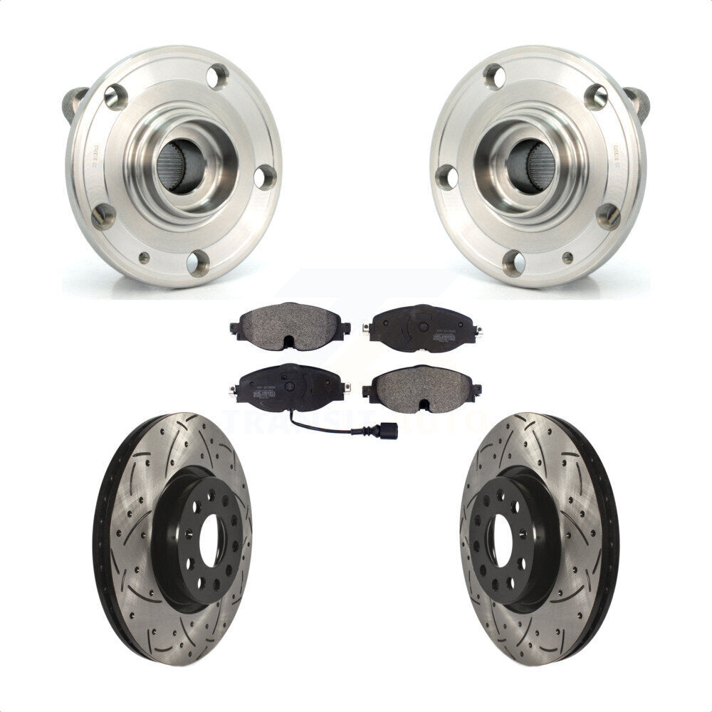 Hub Bearing Assembly Drill Slot Brake Rotor Pads Front Kit For Volkswagen Passat