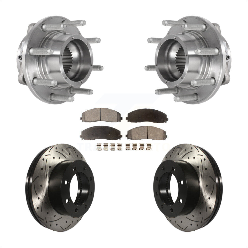 Hub Bearing Drill Slot Brake Rotor Pad Front Kit For Ford F-350 Super Duty F-250