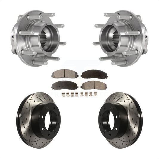 Hub Bearing Drill Slot Brake Rotor Pad Front Kit For Ford F-350 Super Duty F-250