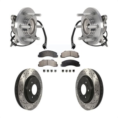 Hub Bearing Drill Slot Brake Rotor Pad Front Kit For Ford Expedition Lincoln 4WD