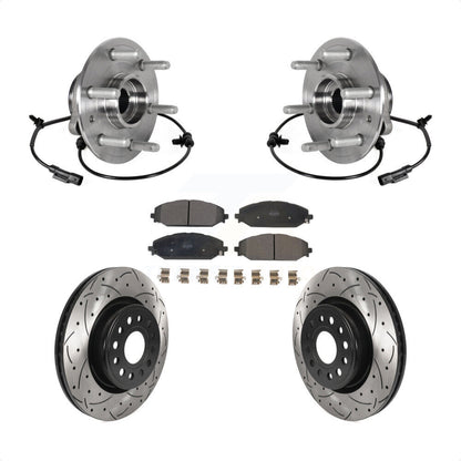 Hub Bearing Assembly Coated Drilled Slot Brake Rotor Pads Front Kit For Ram 1500