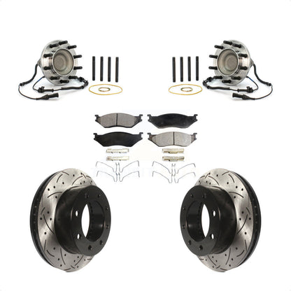 Hub Bearing Drill Slot Brake Rotor Pad Front Kit For Ford F-450 Super Duty 4 X 2