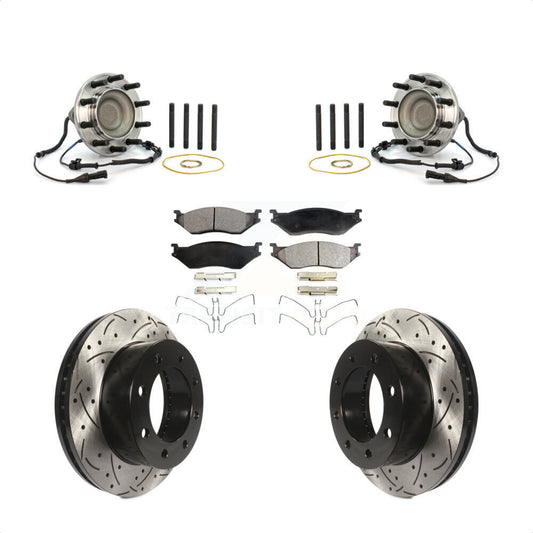 Hub Bearing Drill Slot Brake Rotor Pad Front Kit For Ford F-450 Super Duty 4 X 2