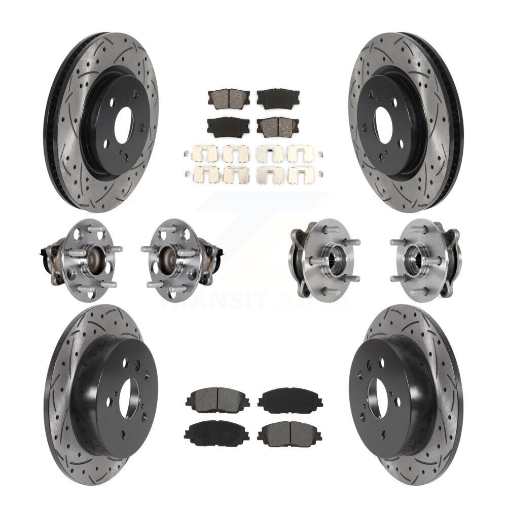 Hub Bearing Coated Disc Brake Rotor & Pad Front Rear Kit (10Pc) For Toyota Camry