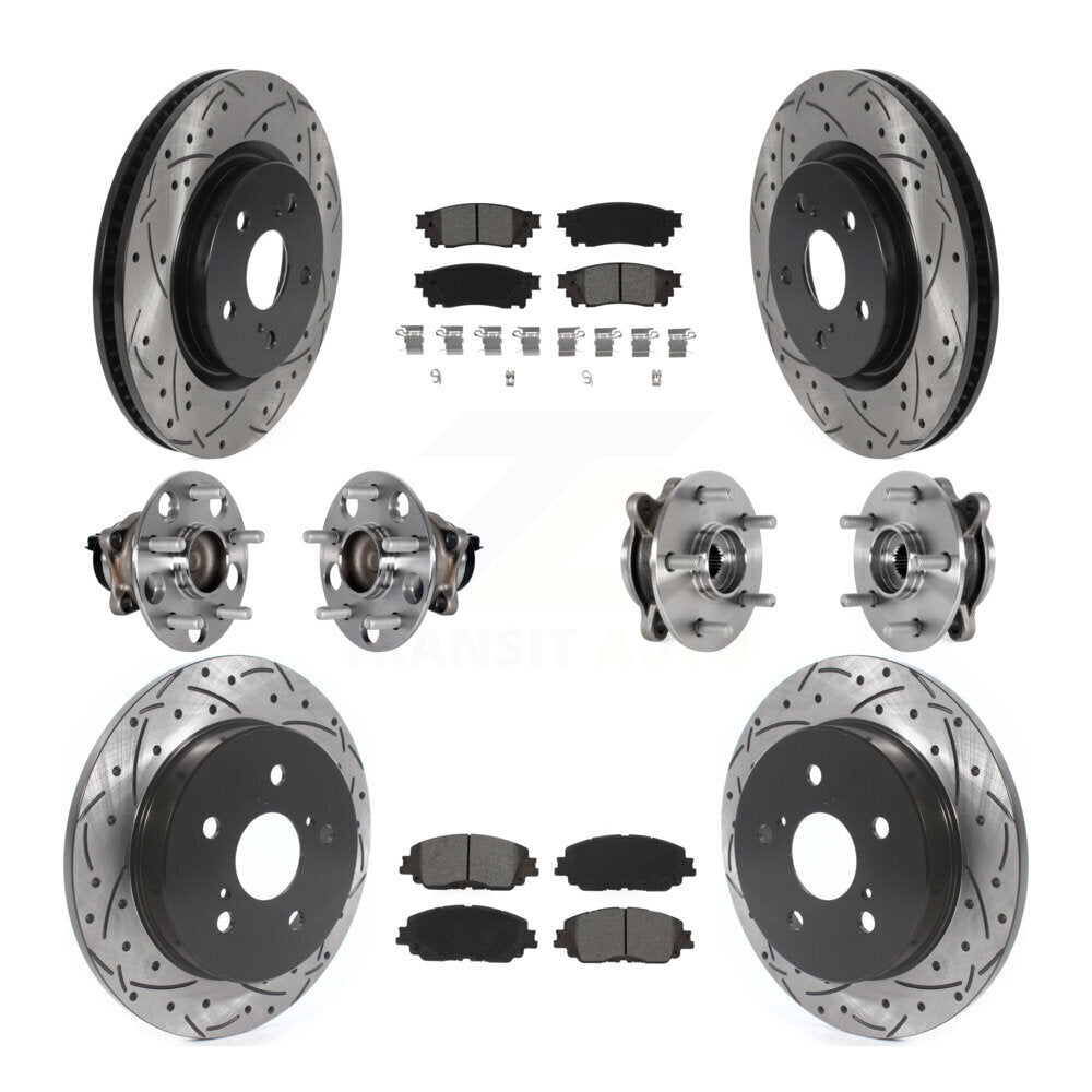 Hub Bearing Coated Disc Brake Rotor & Pad Front Rear Kit (10Pc) For Toyota Camry