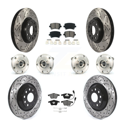 Hub Bearing Coated Disc Brake Rotor Pads Front Rear Kit (10Pc) For Volkswagen CC