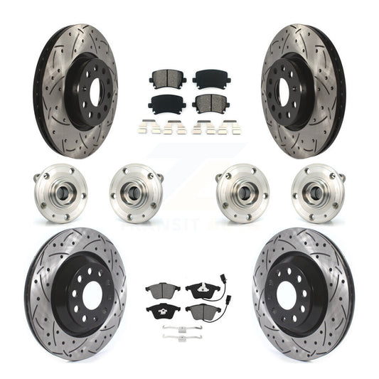 Hub Bearing Coated Disc Brake Rotor Pads Front Rear Kit (10Pc) For Volkswagen CC