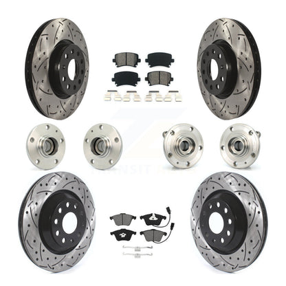 Hub Bearing Coated Disc Brake Rotor Pads Front Rear Kit (10Pc) For Volkswagen CC