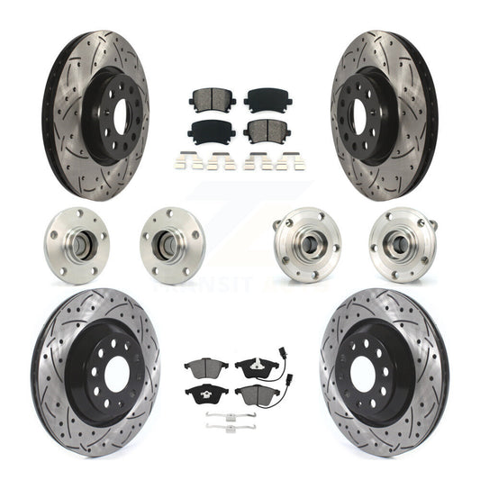 Hub Bearing Coated Disc Brake Rotor Pads Front Rear Kit (10Pc) For Volkswagen CC