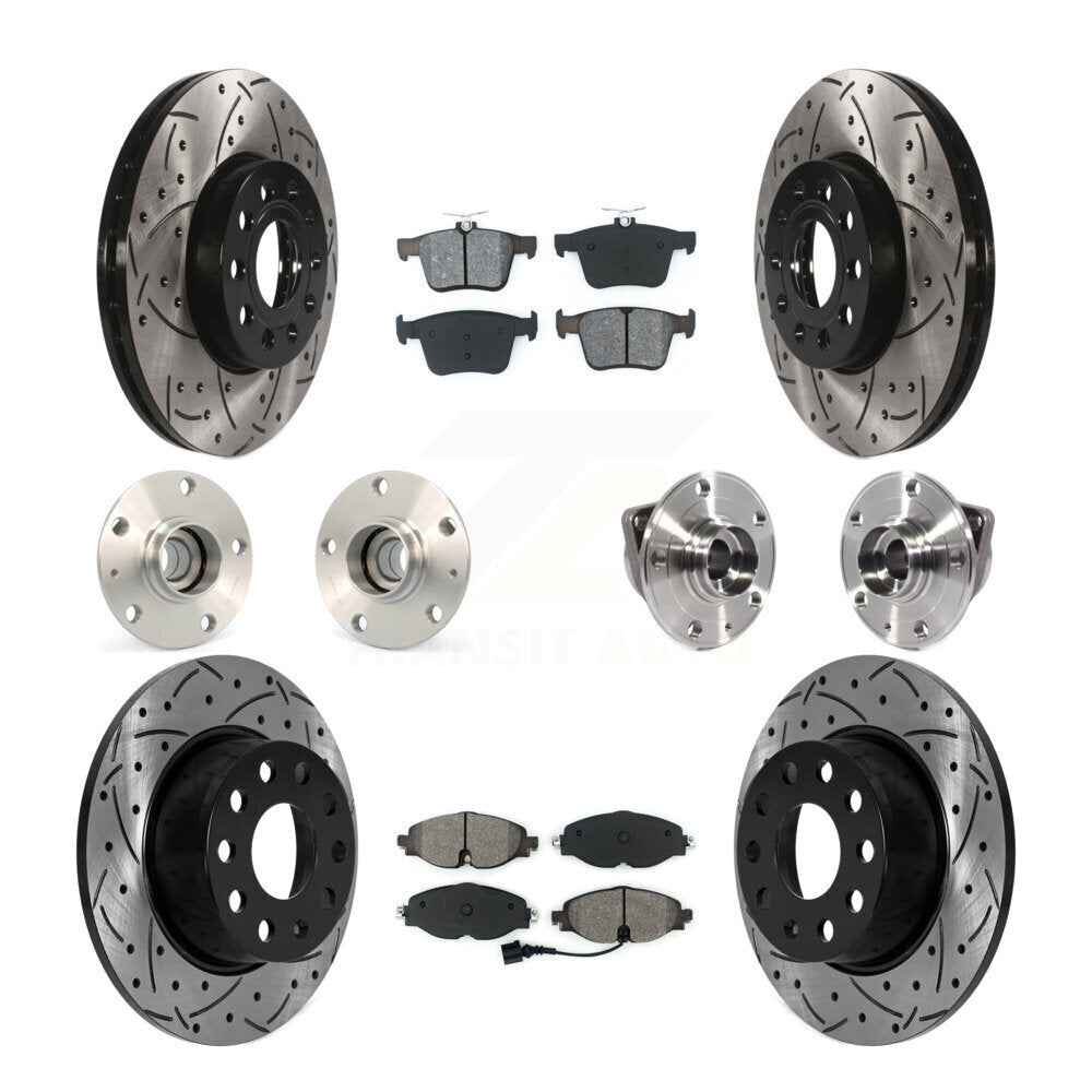 Hub Bearing Coat Brake Rotor Pad Front Rear Kit (10Pc) For Volkswagen Jetta 1.4L