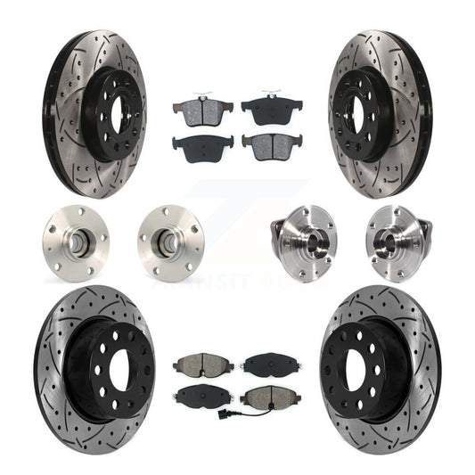 Hub Bearing Coat Brake Rotor Pad Front Rear Kit (10Pc) For Volkswagen Jetta 1.4L