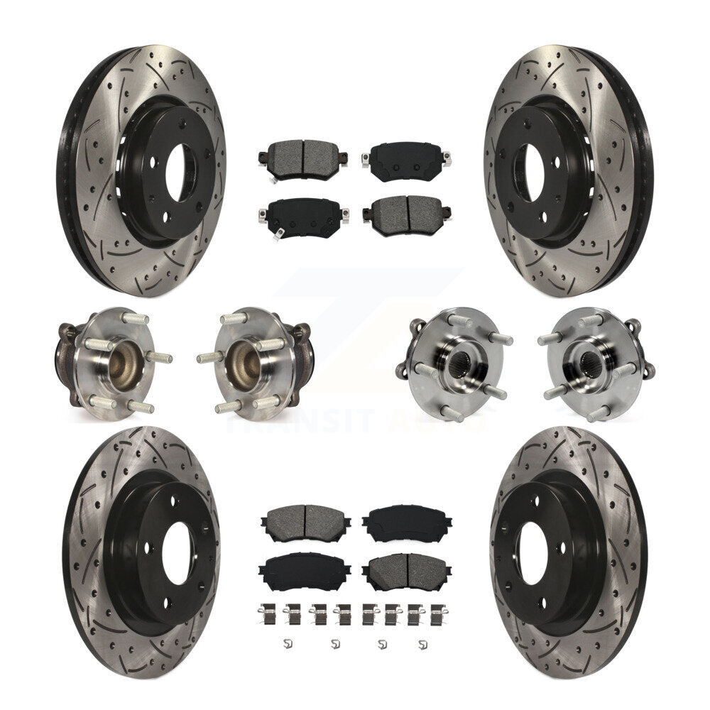 Hub Bearings Coated Disc Brake Rotors And Pads Front Rear Kit (10Pc) For Mazda 6