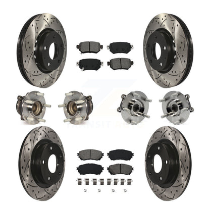 Hub Bearings Coated Disc Brake Rotors And Pads Front Rear Kit (10Pc) For Mazda 6