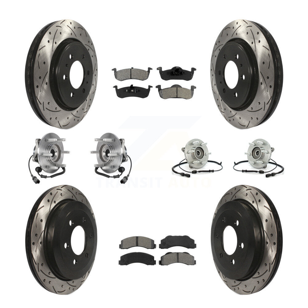 Hub Bearing Coated Brake Rotor Pad Front Rear Kit (10Pc) For Ford Expedition 4WD