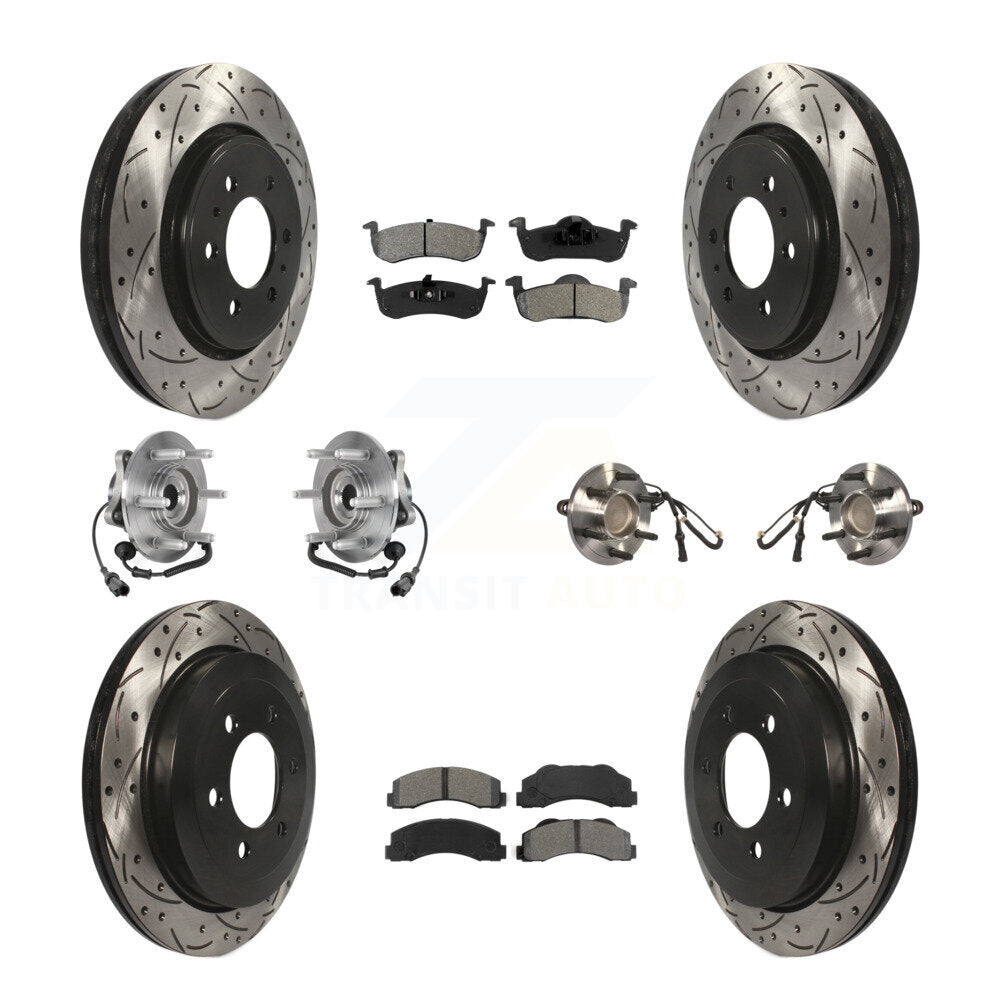 Hub Bearing Coated Brake Rotor Pad Front Rear Kit (10Pc) For Ford Expedition RWD