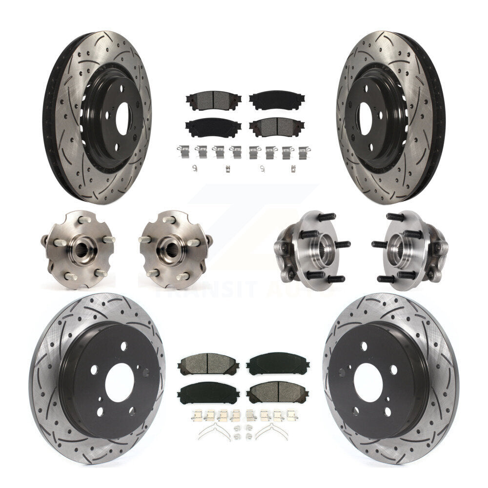 Hub Bearing Coated Brake Rotor Pads Front Rear Kit (10Pc) For Lexus NX300 NX200t