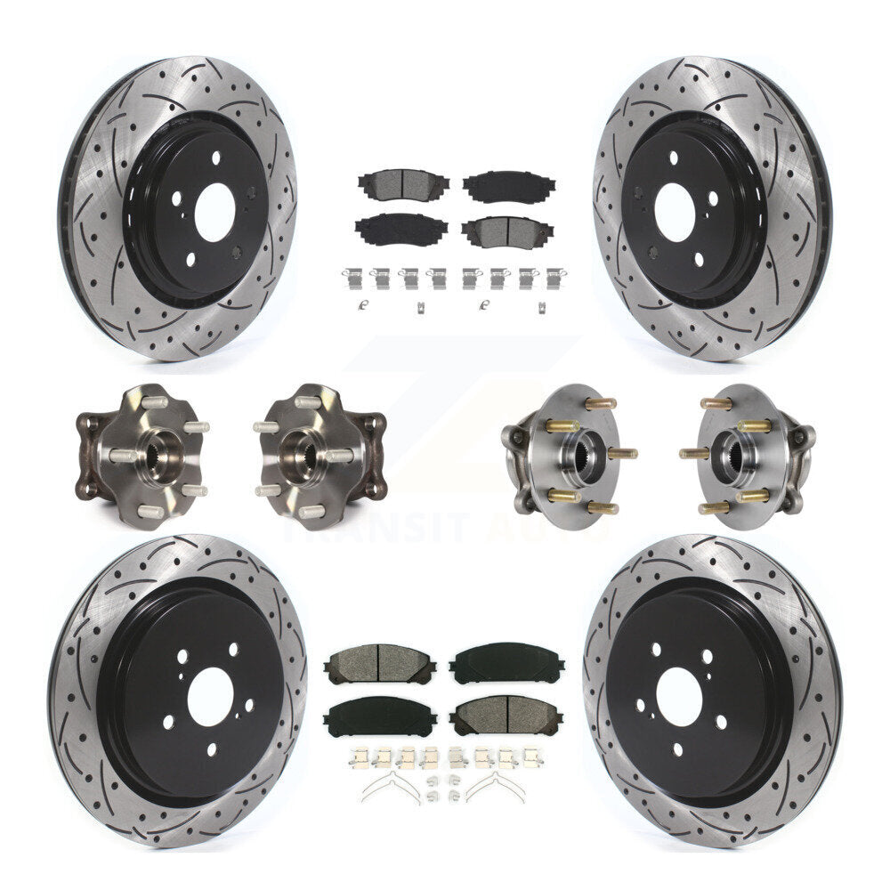 Hub Bearing Coated Brake Rotor Pads Front Rear Kit (10Pc) For Lexus RX350 RX450h