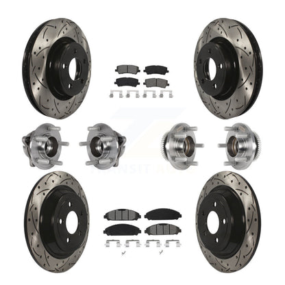 Hub Bearing Coated Disc Brake Rotor & Pad Front Rear Kit (10Pc) For Ford Mustang
