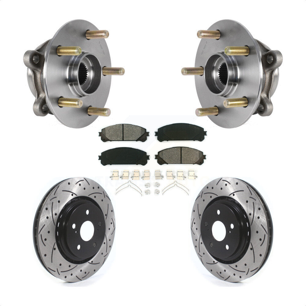 Hub Bearing Drilled Slot Brake Rotor Pad Front Kit For Lexus RX350 RX450h RX350L