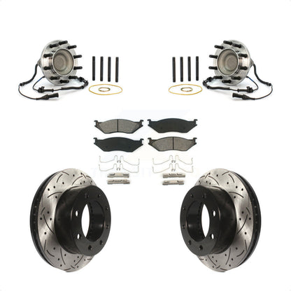 Hub Bearing Drill Slot Brake Rotor Pad Front Kit For Ford F-450 Super Duty 4 X 2