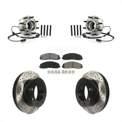 Hub Bearing Drilled Slot Brake Rotor Pad Front Kit For Ford F-250 Super Duty 4WD