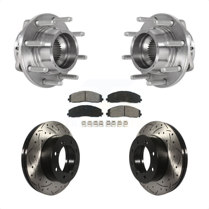 Hub Bearing Drill Slot Brake Rotor Pad Front Kit For Ford F-350 Super Duty F-250
