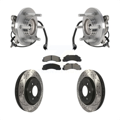 Hub Bearing Drill Slot Brake Rotor Pad Front Kit For Ford Expedition Lincoln 4WD