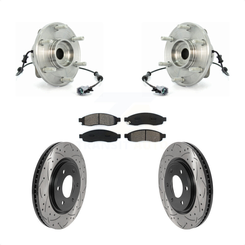 Hub Bearing Drill Slot Brake Rotor Pads Front Kit For 07 Nissan TITAN From 04