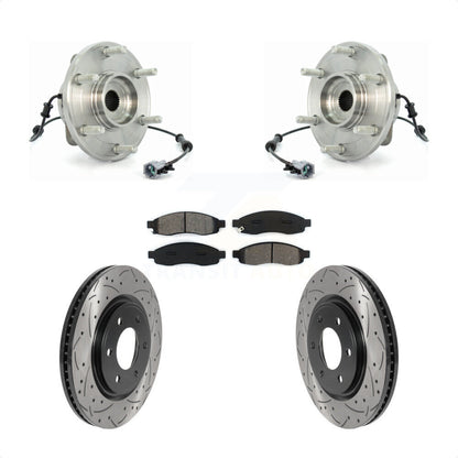 Hub Bearing Drill Slot Brake Rotor Pads Front Kit For 07 Nissan TITAN From 04