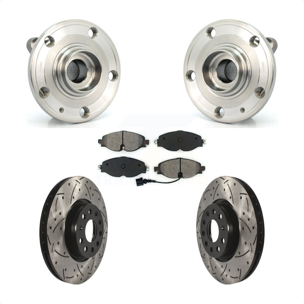 Hub Bearing Assembly Drill Slot Brake Rotor Pads Front Kit For Volkswagen Passat