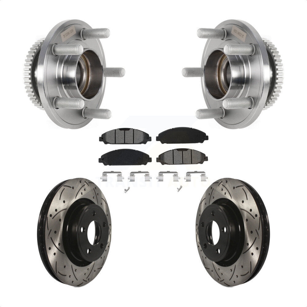 Hub Bearing Assembly Coat Drill Slot Brake Rotor Pads Front Kit For Ford Mustang