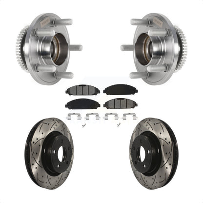 Hub Bearing Assembly Coat Drill Slot Brake Rotor Pads Front Kit For Ford Mustang