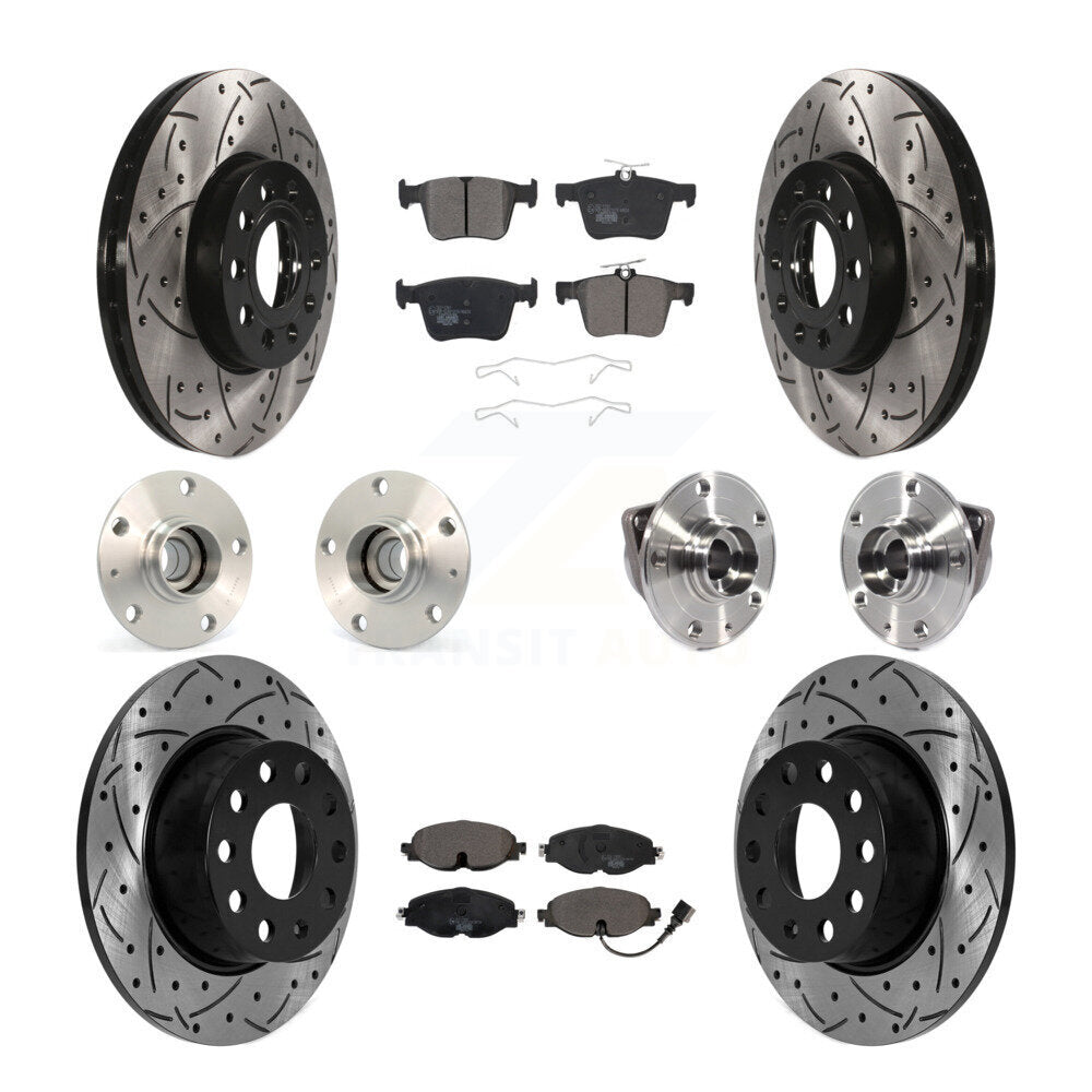 Hub Bearing Coat Brake Rotor Pad Front Rear Kit (10Pc) For Volkswagen Jetta 1.4L