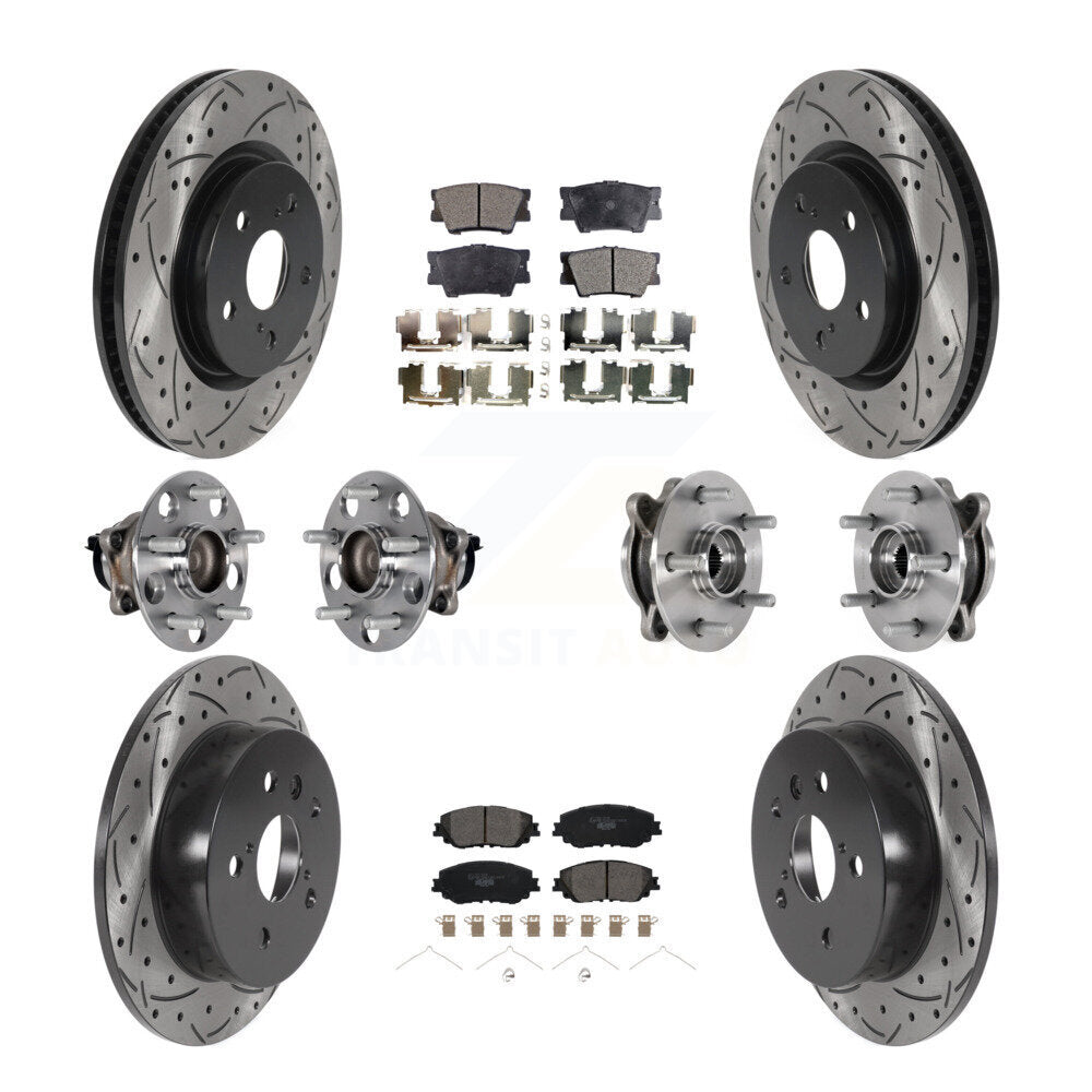 Hub Bearing Coated Disc Brake Rotor & Pad Front Rear Kit (10Pc) For Toyota Camry