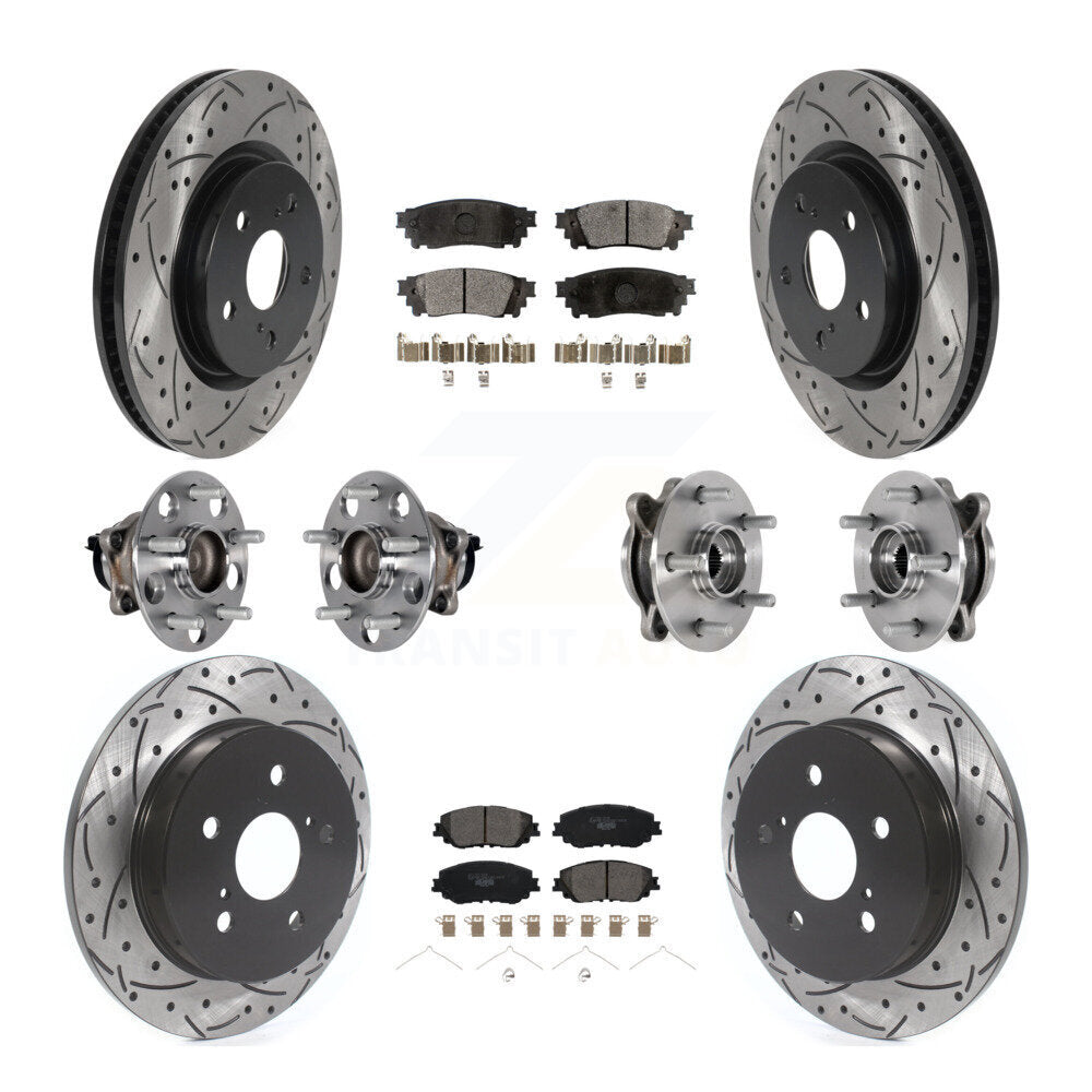 Hub Bearing Coated Disc Brake Rotor & Pad Front Rear Kit (10Pc) For Toyota Camry