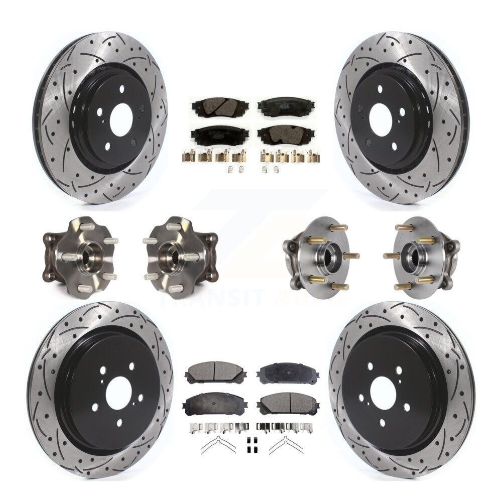 Hub Bearing Coated Brake Rotor Pads Front Rear Kit (10Pc) For Lexus RX350 RX450h